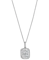 Diamond Halo 18" Pendant Necklace (1 ct. t.w.) in 14k White Gold