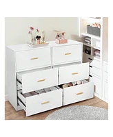 gaomon 6-Drawer Dresser, Retro Chest Of Drawers With Metal Handle, Modern Double Dresser- Large Storage Cabinet For Bedroom, Living Room