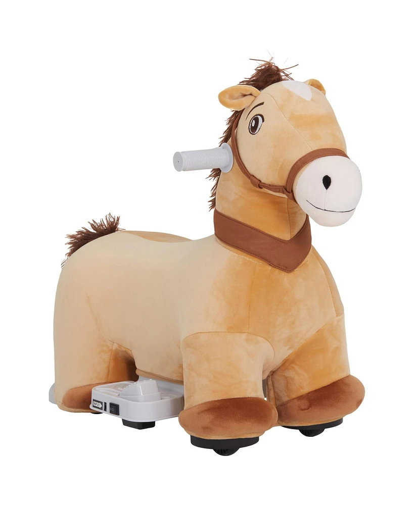 Qaba 6V Electric Ride on Horse with Music Forward, Pu Wheels,