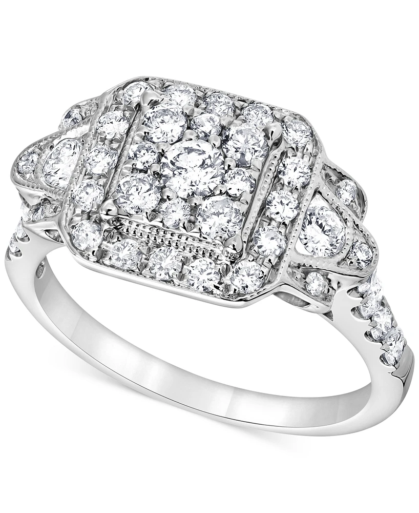 Diamond Cluster Ring (1 ct. t.w.) in 14k White Gold