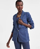 I.n.c. International Concepts Women's Pinstriped Denim Blazer, Exclusively at Macy's