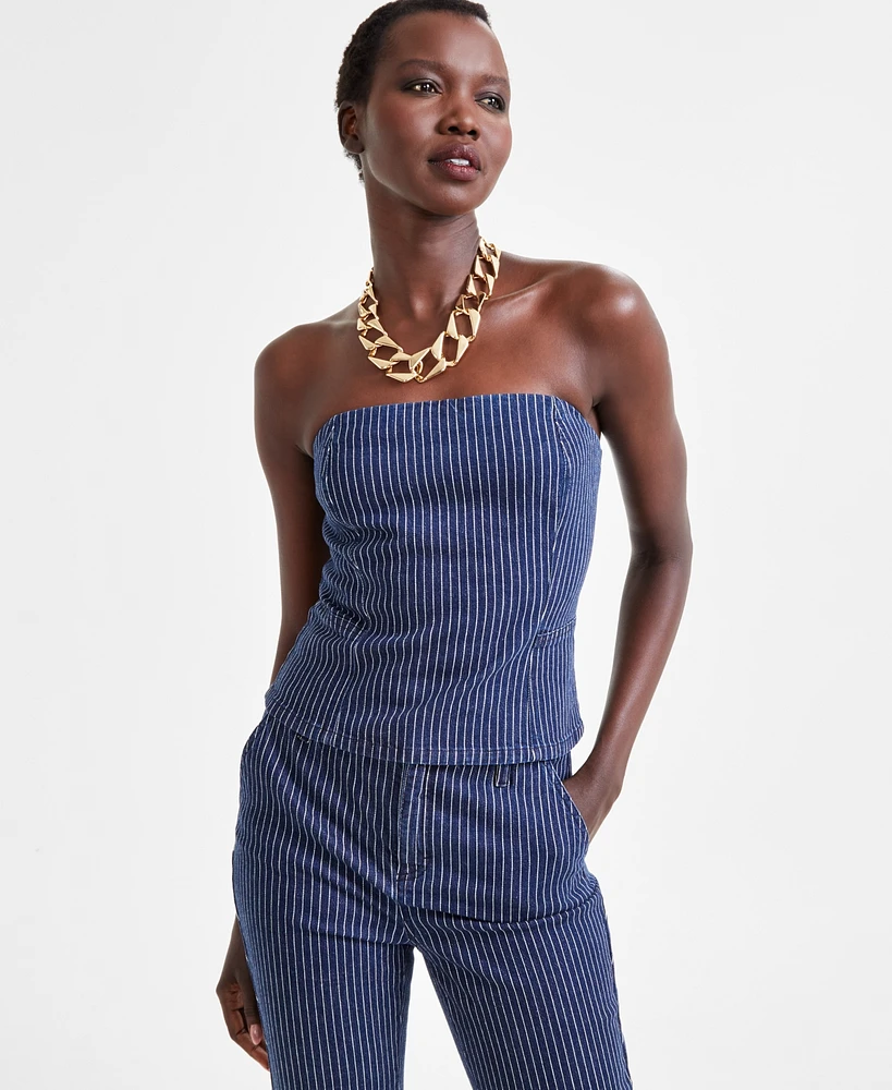 I.n.c. International Concepts Women's Pinstriped Corset Top, Exclusively at Macy's