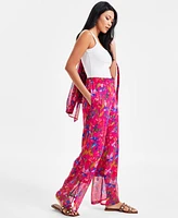 I.n.c. International Concepts Women's Floral-Print Wide-Leg Pull-On Pants, Exclusively at Macy's