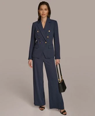 Donna Karan New York Pinstriped Double Breasted Blazer Wide Leg Pants