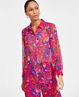 I.n.c. International Concepts Women's Sheer Floral Blouse, Exclusively at Macy's