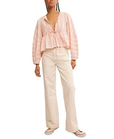 Free People Women's Brunch Babe Tie-Front Blouse