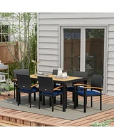 Outsunny 7 Pieces Patio Dining Set Outdoor with Space-Saving Design,