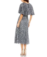 Mac Duggal Women's Embellished Cape High Neck Midi Dress