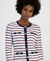 Tommy Hilfiger Women's Striped Contrast-Trim Button Cardigan