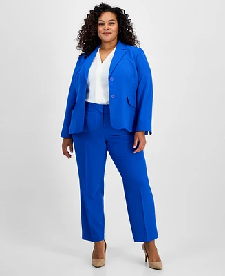 Le Suit Plus Notch-Collar Two-Button Seamed Jacket & Fly-Front Straight-Leg Pants