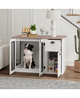 PawHut 44" Furniture Dog Crate with Double Door & Storage for M Dogs,