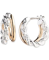 Lauren Ralph Lauren Two-Tone Extra-Small Rope & Solid Split-Hoop Earrings, 0.45"