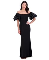 Eliza J Women's Off-The-Shoulder Organza Puff-Sleeve Gown