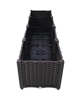 Deep Raised Garden Bed Plastic Planter Boxes for Vegetables Flowers Herbs and Succulents,Self-Watering Planter Box Raised Bed to Grow Flowers, Herbs &