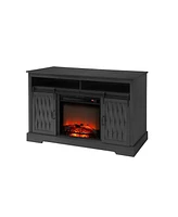 Fireplace Tv Stand for Tvs up to 65", Entertainment Center with 23" Electric Fireplace, Farmhouse TV Stand Industrial Media Console with Sli
