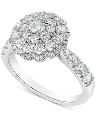 Diamond Halo Cluster Ring (1-1/2 ct. t.w.) in 18k White Gold