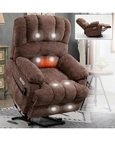 Boyel Living 23" Seat Width and High Back Large Chenille Power Lift Recliner Chair with 8-Point Vibration Massage Lumbar Heating
