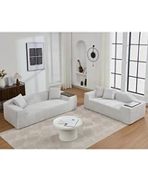 Streamdale Furniture 2 Piece Boucle Cloud Sofa Set, Upholstered Sofa Set, Modern 3 Seater and 2 Seater Sofa with Mdf End Table for Living Room, Apartm