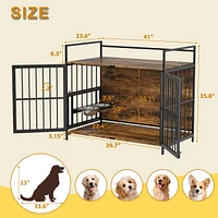 Lovmor Furniture Style Dog Crate Large Dogs Indoor Heavy Duty Dog Kennels with 2 Stainless Steel Bowls
