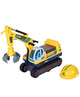 Slickblue 2-in-1 Kids Ride-On Crane Construction Toy with Engineering Hat - Fun Grabber Vehicle