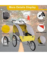 Slickblue Dog Bike Trailer Cart - 2 in 1 Pet Stroller with Breathable Net and Reflectors