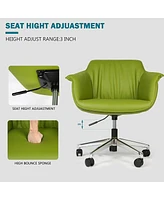 Slickblue Low Back Swivel Chair for Desk Adjustable Height Pu Leather Ergonomic Office Armchair