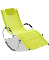 Slickblue Patio Rocking Lounge Chair Outdoor U-Curved Rocker with Removable Pillow for Relaxation