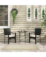 Outsunny 3 Pieces Wicker Outdoor Patio Bistro Set with Cushions,