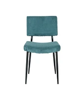 Streamdale Furniture Modern Turquoise simple dining chair Fabric Upholstered Chairs home bedroom stool back dressing chair black metal legs(set of 2)