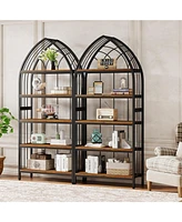 Tribesigns 74.8-Inch Tall Bookshelf,5-Tier Bookshelf with Metal Frame,Curved Freestanding Display Shelf