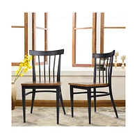 Slickblue Slat Back Dining Chairs Set of 2 Metal Leg Side Chairs with Sturdy Wood Seats