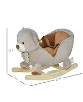 Qaba Baby Rocking Horse, Plush Animal Rocker w/ Realistic Sound, Pedals