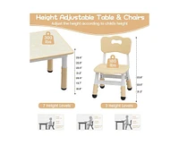 gaomon Toddler Table and 4 Chairs Set with Graffiti Desktop, Height Adjustable Kids Table and Chairs Set with Storage, Non-Slip Legs, Kids Activity Ta