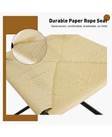 Slickblue 2-Pack Wishbone Chairs Hand-Woven Paper Rattan for Trendy Dining Spaces