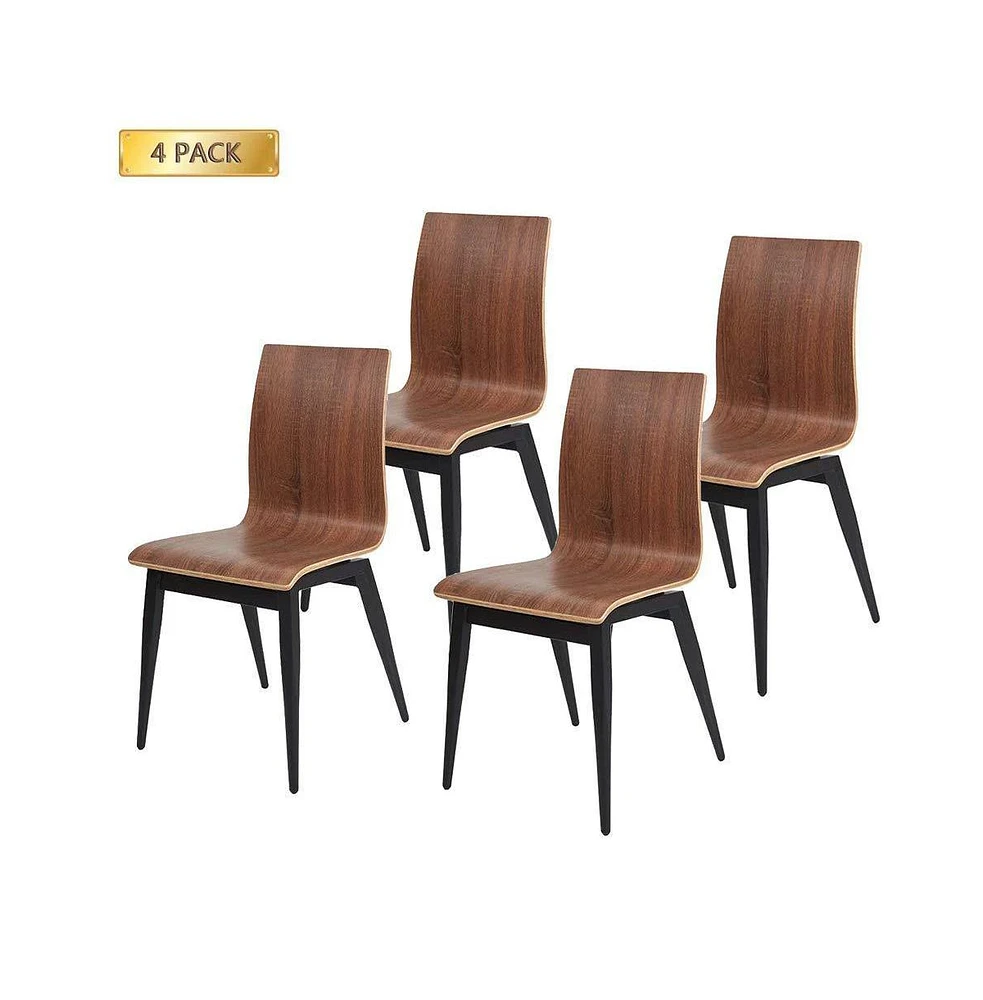 Slickblue Stylish Set of 4 Bistro Dining Room Chairs – Bentwood Seats and Sturdy Metal Legs