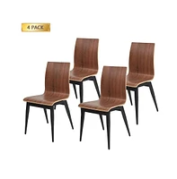 Slickblue Stylish Set of 4 Bistro Dining Room Chairs – Bentwood Seats and Sturdy Metal Legs