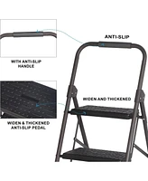 Slickblue 4-Step Folding Step Ladder Wide Anti-Slip Pedal for Safety and Convenient Access