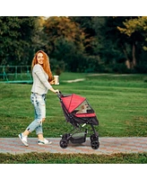 Slickblue Foldable Pet Stroller Wagon - With Storage Basket for Cats, Dogs, and Small Pets