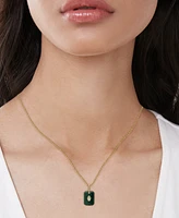Malachite & Lab-Grown White Sapphire (1-5/8 ct. t.w.) Hamsa Pendant Necklace in 14k Gold Over Sterling Silver, 18"