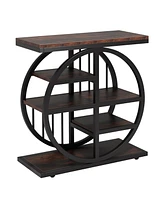 Tribesigns End Table for Living Room, Wood Side Table with Black Metal Frames, Industrial Nightstand Bedside Table for Bedroom