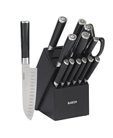 Babish High-Carbon 1.4116 German Steel 15 Piece Full Tang Forged Cutlery Kitchen Knife Block Set - Black