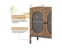 gaomon Buffet Cabinet, Rattan Storage Cabinet with Doors and Shelves, Accent Sideboard, Console Entryway for Livi