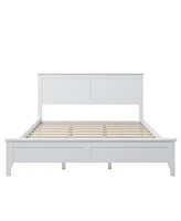 Slickblue Modern White Solid Wood Platform Bed