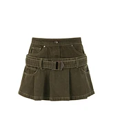 Nocturne Women's Mini Jean Skirt with Belt Detail