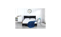 Slickblue Simple Black Pu Leather Bed Frame Modern Upholstered Platform Bed for Bedroom Decor