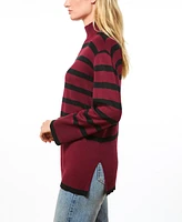 Cable & Gauge Women's Striped Turtle Neck Sweater