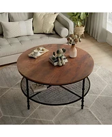 Skonyon 32IN Round Wood Top Coffee Table For Living Room