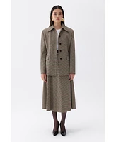 Nocturne Women's Plaid Padded Shoulder Jacket