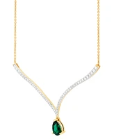 Grown With Love Emerald (1-1/2 ct. t.w.) & Lab Diamond (1 Fancy 18" Pendant Necklace 14k Gold (Also Ruby S