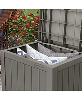 Suncast 22 Gallon Outdoor Patio Small Deck Box with Storage Seat, Stone (2 Pack)